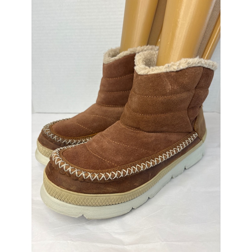Manitobah Mukluks Women 8.5 Brown Suede Faux Shearling Lined Ankle Boots 6012261 - Picture 2 of 7
